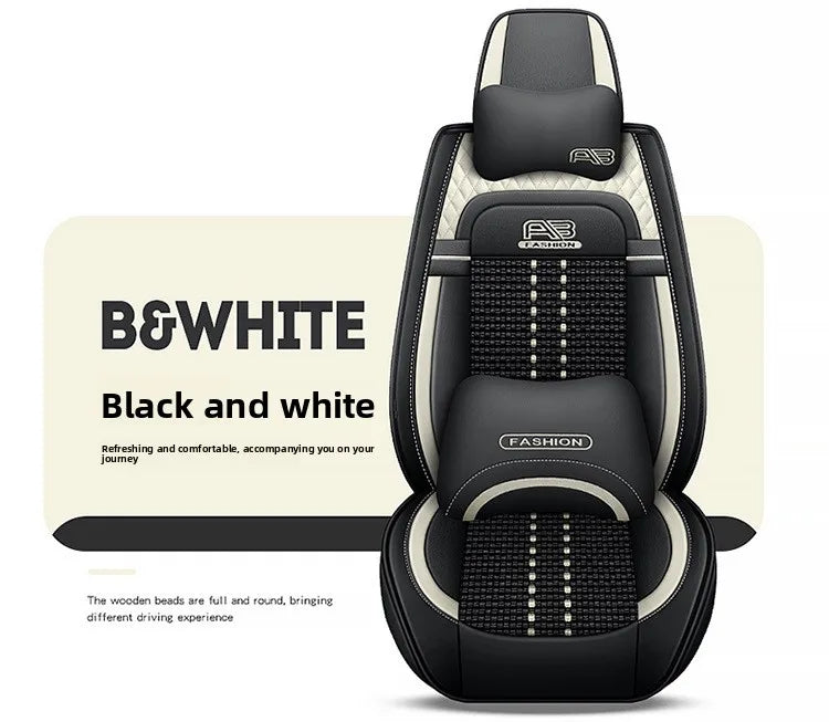 Universal Auto Split Seat Car Full Seat Cover Breathable Ice Silk Nappa Leather Car SUV Cushion Full Seats Cover Protection