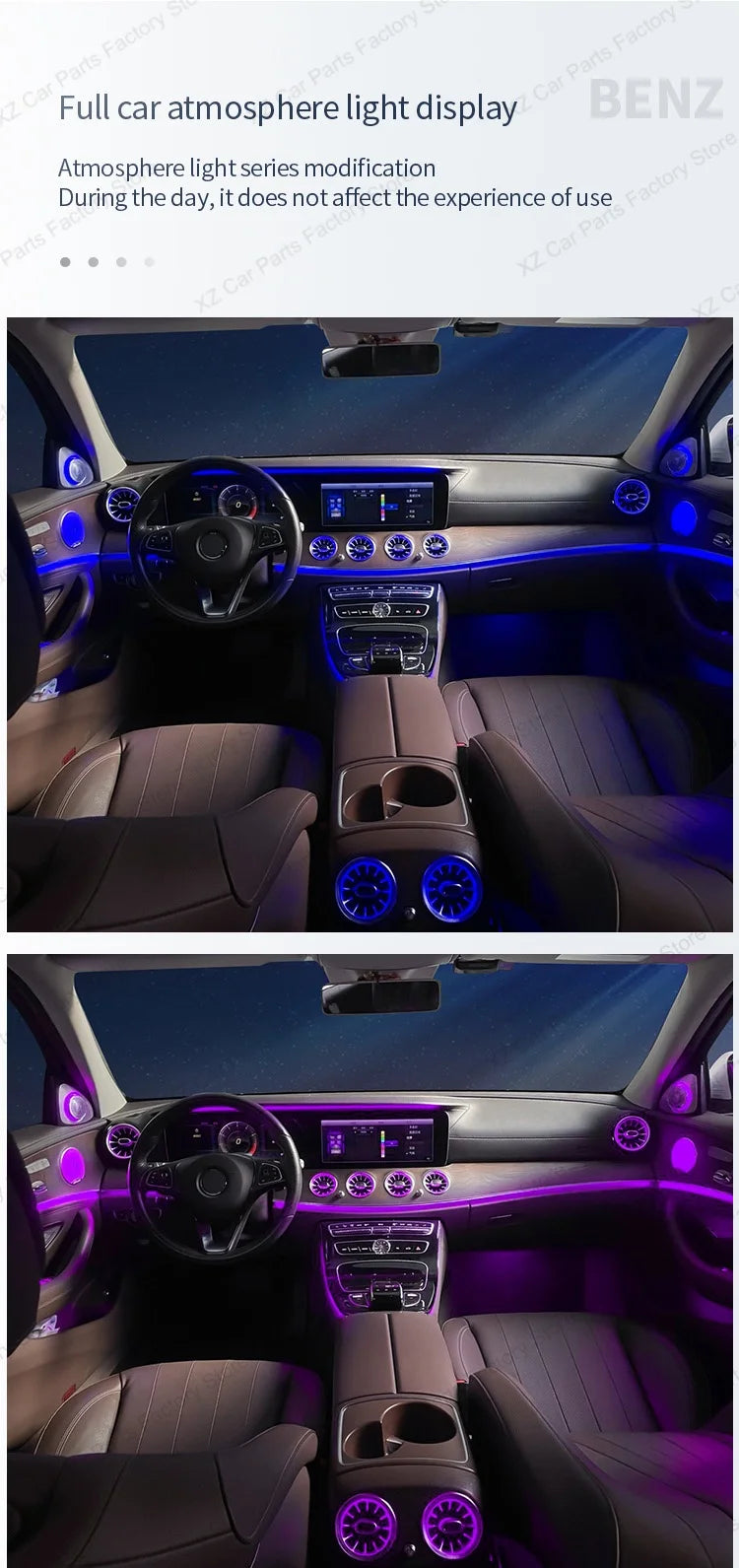 For Mercedes Benz E-Class W213 2016-2021 Led 64 Colors Air Vents AMG E43 E53 3D Rotating Tweeter Speaker Interior Ambient Light