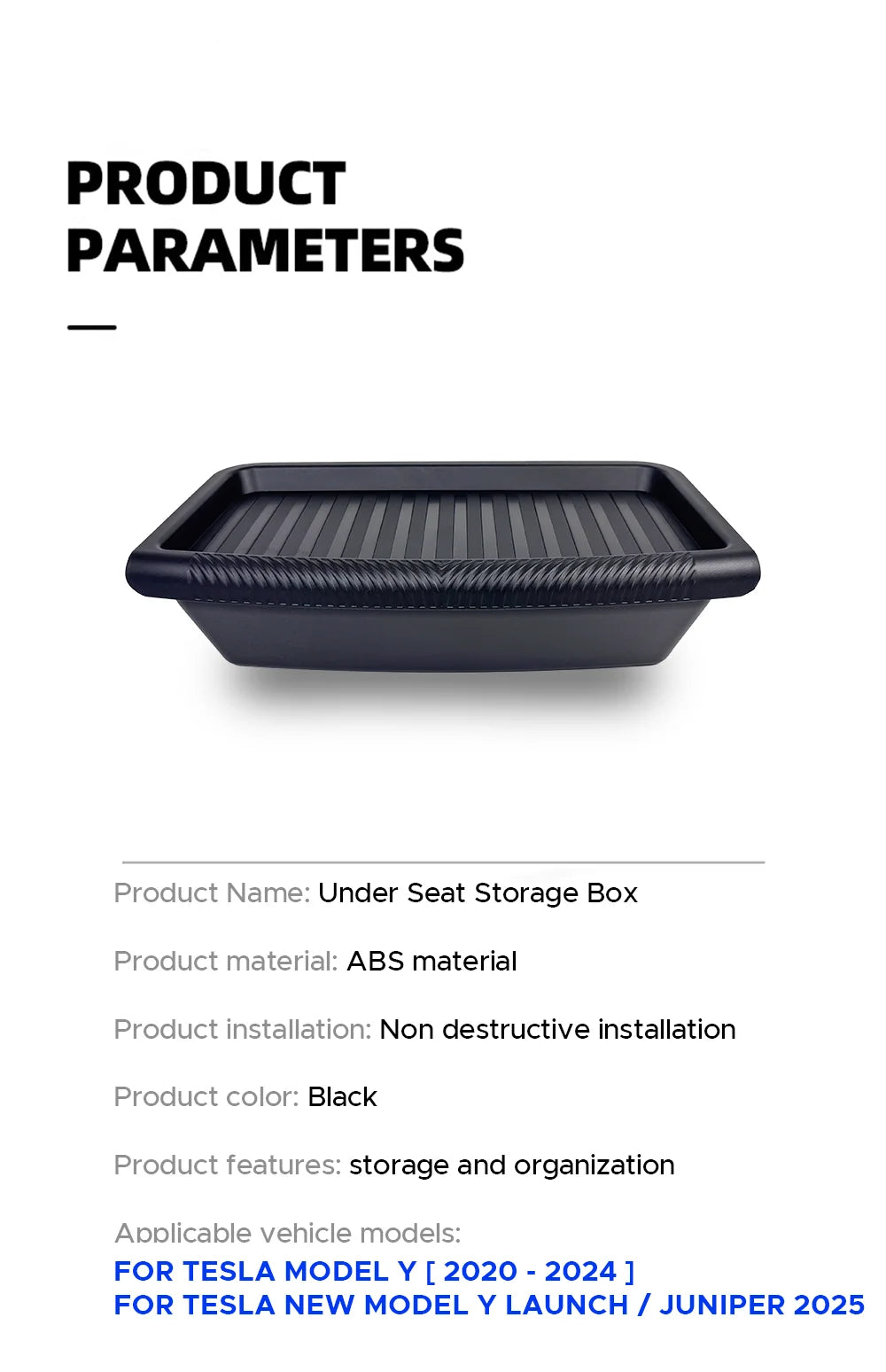 For Tesla New Model Y 2025 Launch Juniper Under Seat Storage Box Drawder With Lids ABS Material Interior Accessories
