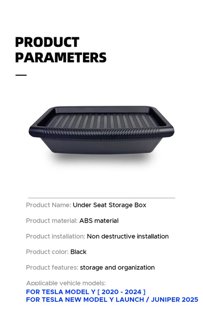 For Tesla New Model Y 2025 Launch Juniper Under Seat Storage Box Drawder With Lids ABS Material Interior Accessories