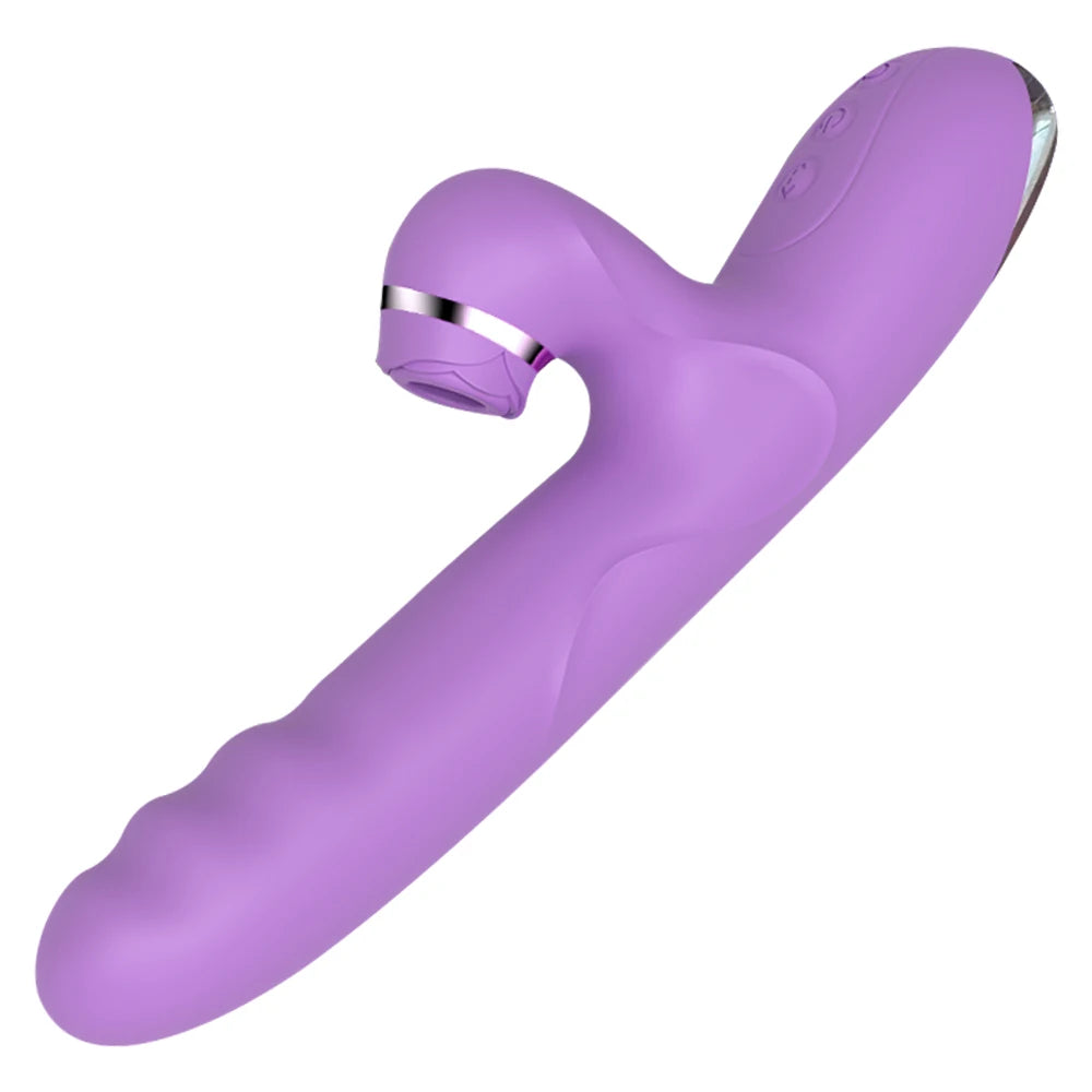 Telescopic Sucking Dildo Vibrator 360°Rotating Female Clitoral Vaginal Anal Stimulation Massage Sex Toys for Women Couples