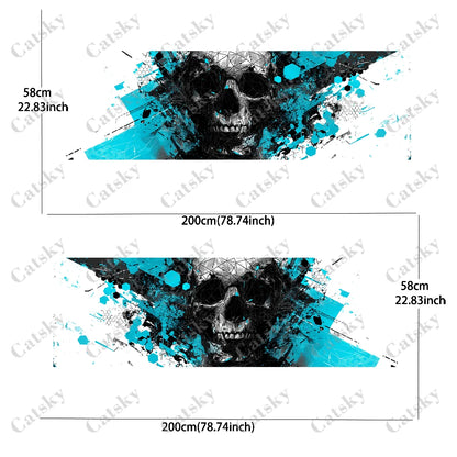 Striped Digital Pixel Skull Splash Car Side Sticker Decor,PVC Waterproof Scratch Resistant Decal,Car Protection,Auto Accessories