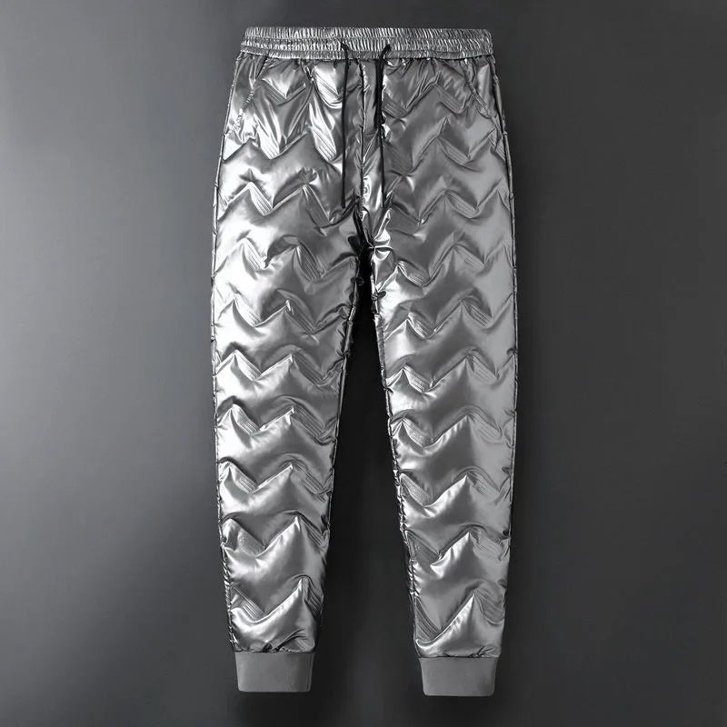 Autumn and Winter New Fashion Trend Solid Color Thickening Warm Down Pants Men's Loose Sports Large Size High Quality Pants