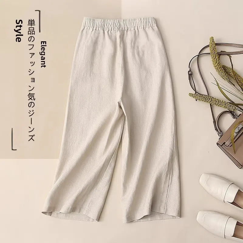 Fashionable Retro Linen Top And Pants Set for Women High End Cotton Linen Ensemble Summer 2026 Elegant Two Piece Suit
