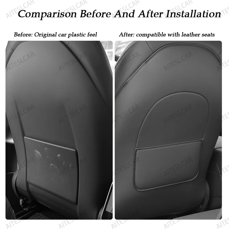 Car Seat Back Protective Mat For Tesla Model 3 / Y Full Seat Anti Kick Pad Leather Anti Scratch Protector Mats Car Accessories
