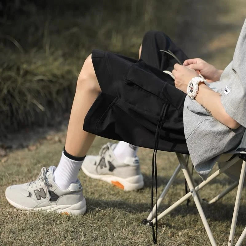 Men's Summer Casual Shorts Japanese City Boy Style Lightweight Workwear Loose Wide Leg Mid Length High Street Fashion