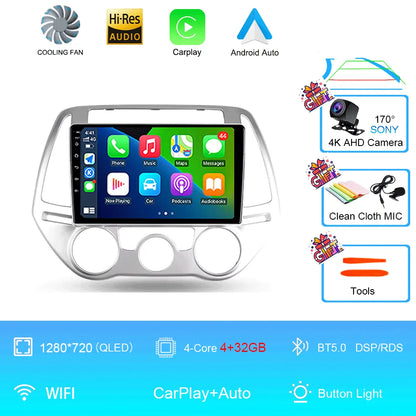 Android 16 Carplay Auto Multimedia Player Car Radio For Hyundai I20 2010 2012 2013 2014 DSP Autoradio GPS Stereo 2din Head Unit
