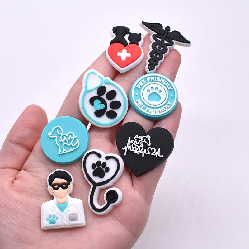 Pet hospital veterinarian Love dogs Shoes Charms DIY PVC Shoe bag Accessories Forenthusiasts Wristband Kids Party X-mas Gifts