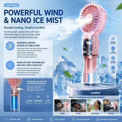 Three-in-one Fan Air Conditioner LED Light Portable Humidifier Air Conditioner Fan 3/4 Wind Speed Outdoor Travel Water Spray Fan