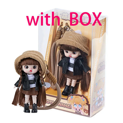 13cm Bjd Doll Trendy Collectible Toy Four Series Styles Changeable Outfit Phone Backpack Pendant Free Dopamine Color Lanyard Mul