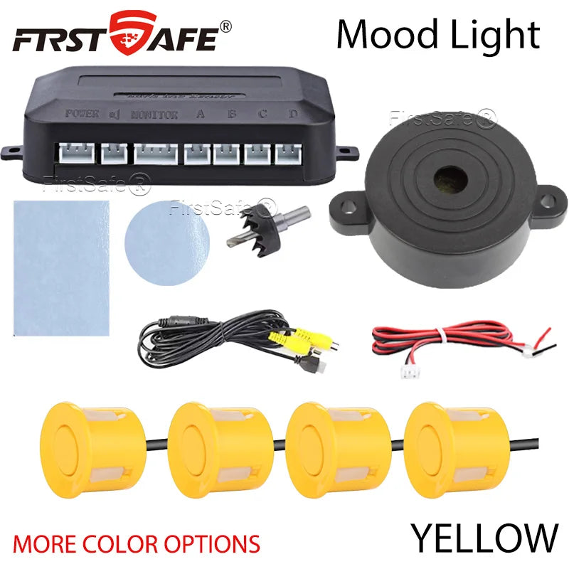22mm Flat Sensor CVBS Vehicle Mounted Video Visual Parking Backup Radar Distance Alarm Universal Auto Safety Auxiliary Kit