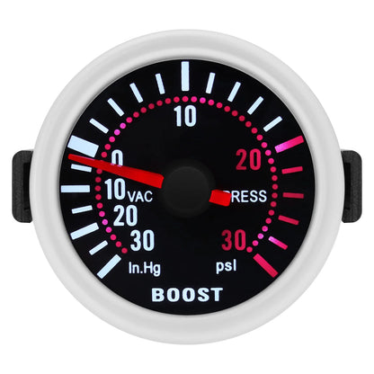 2 "52mm Turbo Boost Gauge 0~30PSI White LED Smoke Len -30in.Hg~0~30PSI Auto Turbo Boost Controller Kit Holder waterpipe
