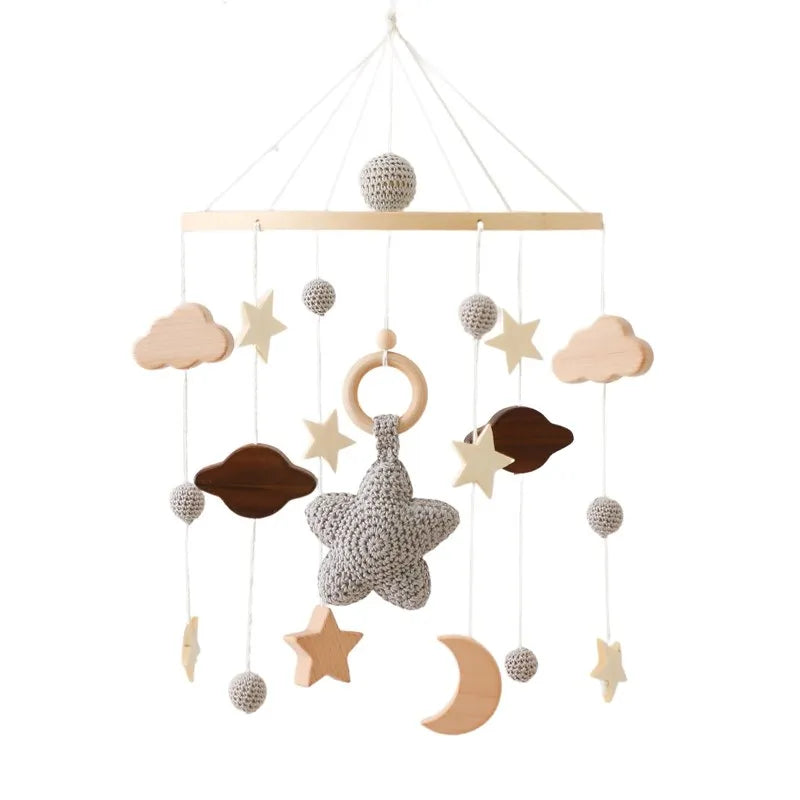 Baby Crib Bed Bell Rattle Toy 0-12 Months Wooden Mobile Cartoon Bee Bed Bell Hanging Toy Holder Bracket Infant Crib Bracket Gift