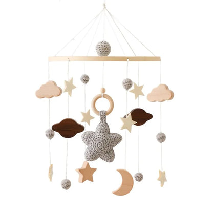 Baby Crib Bed Bell Rattle Toy 0-12 Months Wooden Mobile Cartoon Bee Bed Bell Hanging Toy Holder Bracket Infant Crib Bracket Gift