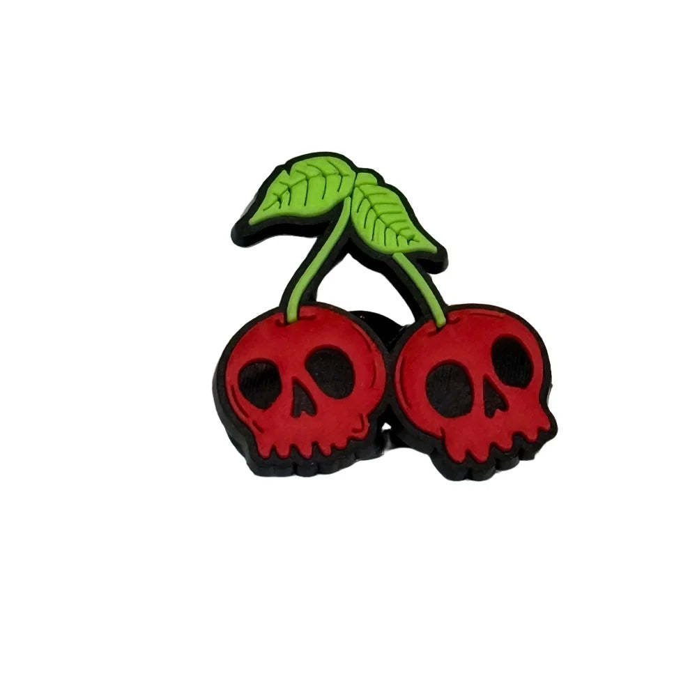 1-100pcs Cartoon Skull Tree Eye Cherry Horse Candle Juice PVC Shoe Button Charms Sandals Decorations DIY Backpack Halloween Gift