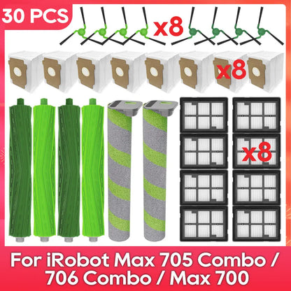 Fit For ( iRobot Romba Max 705 Combo / 706 Combo / Max 700 Series Combo ) Main Side Brush, Filter, Roller Mop, Dust Bag Part