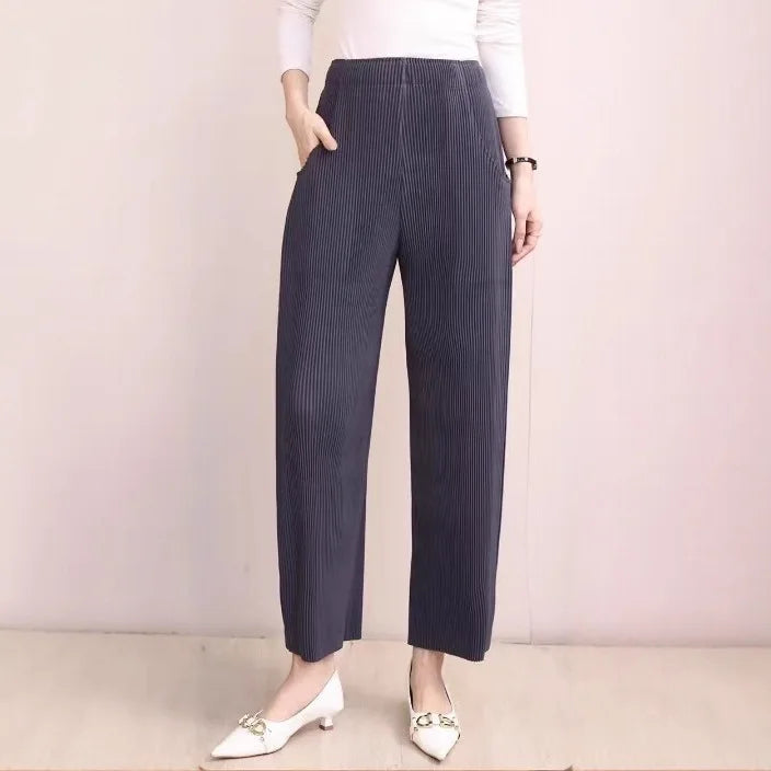 Miyake Pleated Fall Women Pants New High-waisted Thin Casual Pants Temperament Fashion Versatile Office Commuting Women's Pants
