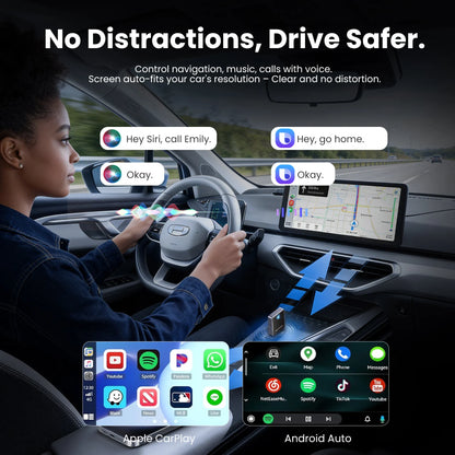 Vention 2in1 Wireless CarPlay Adapter Android Auto For OEM Car Plug and Play AI Smart Box WiFi Bluetooth Auto Connection