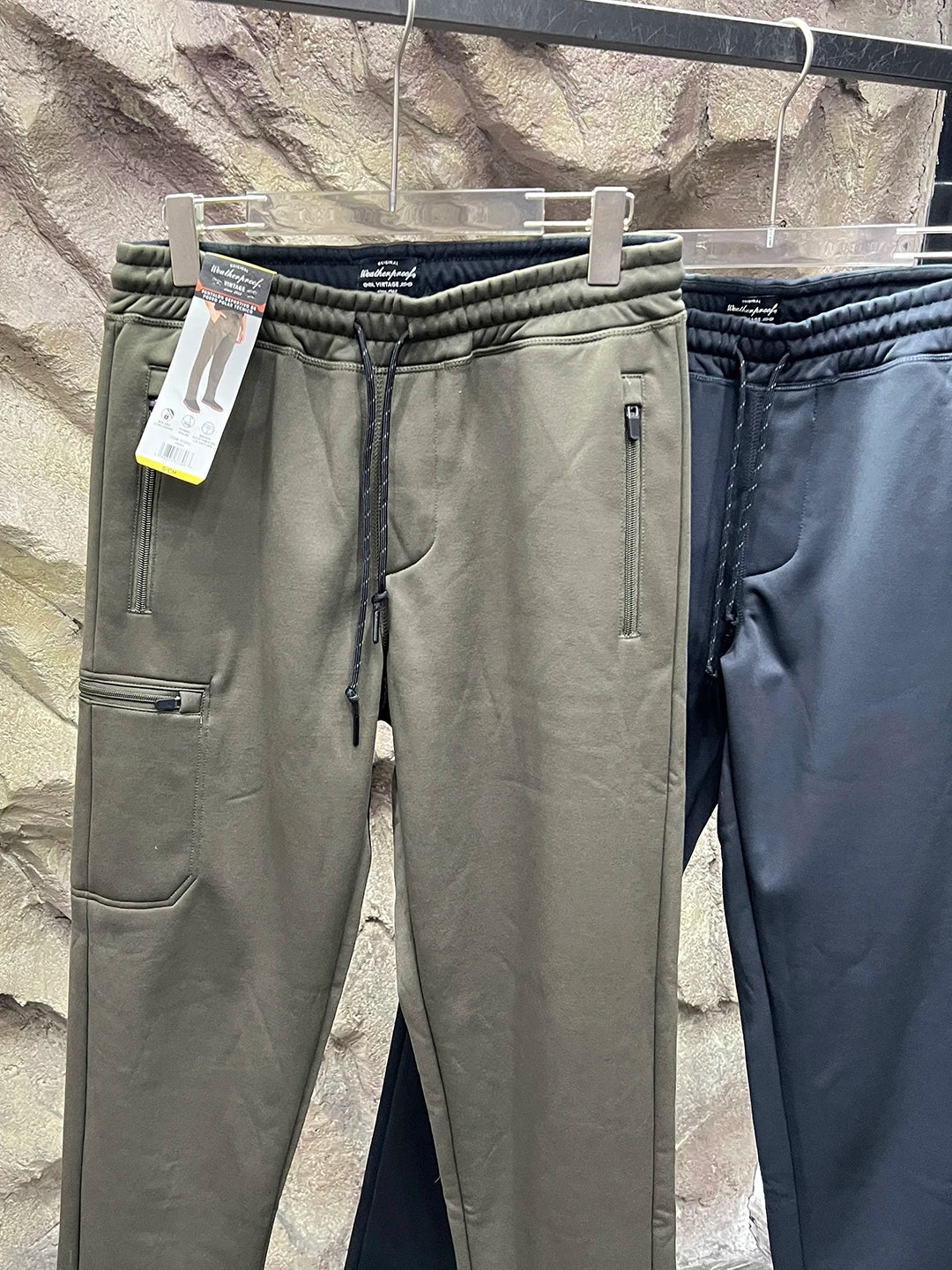 Thickened Fleece Lined Knitted Work Trousers Quick Dry Warm Elastic Outdoor Casual Multi Pockets Men's Autumn Winter Long Pants