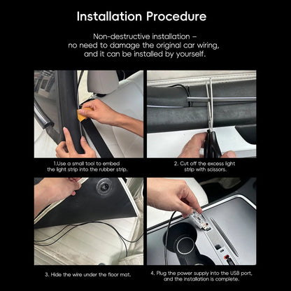 4in1 Symphony Automotive Door Frame color-changing RGB LED Interior Ambience light USB APP Remote Control Easy to Install
