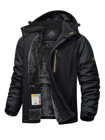 TACVASEN Winter Heavyweight Fleece Lined Parka Waterproof Men Ski Snowboard Jackets Windproof Removable Hoodie Coats Windbreaker