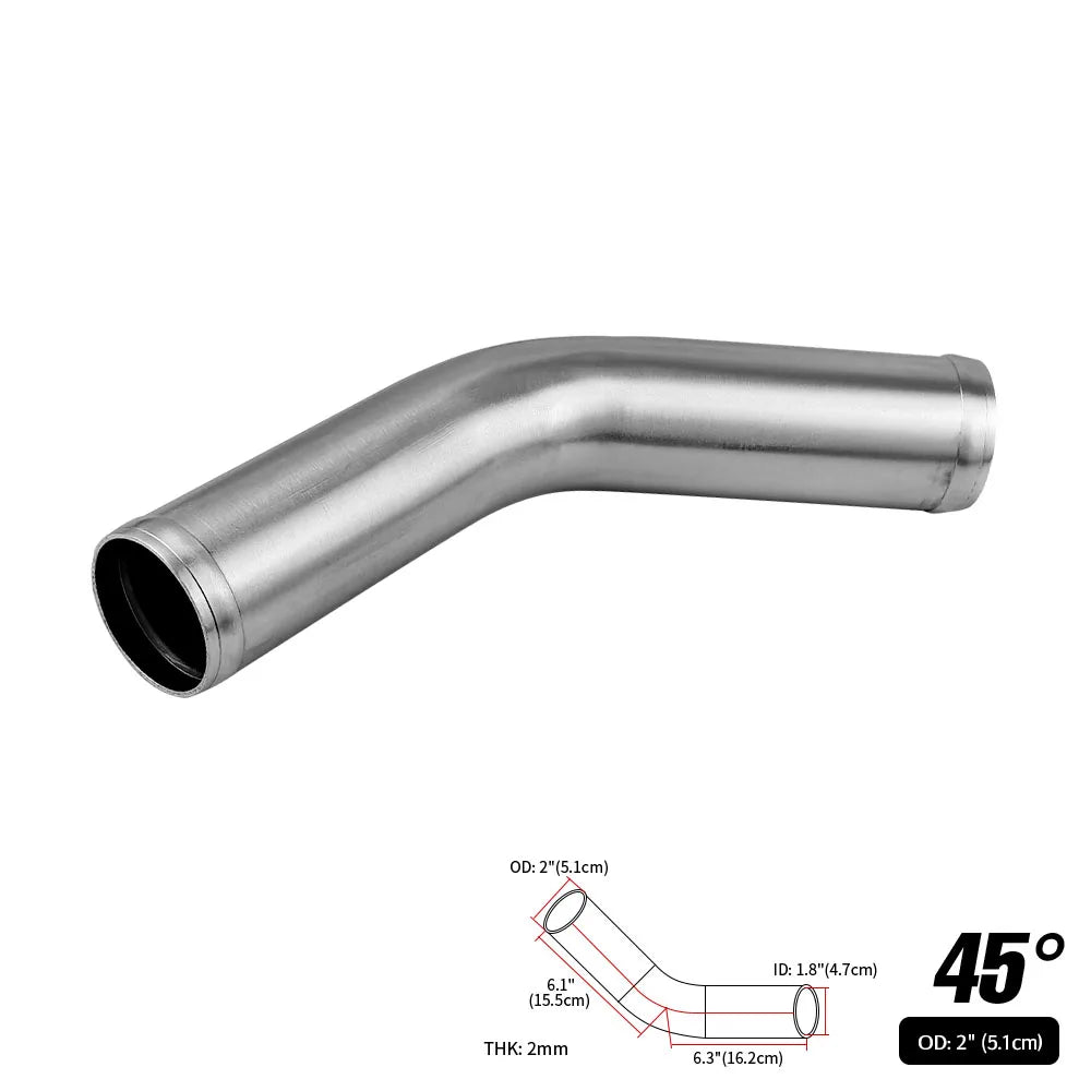 0/45/90 Degrees Type Aluminum Tube Universal 51 63 76mm 2 2.5 3inch Cold Air Intake Pipe Racing Car Turbo High Flow Silver Balck