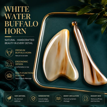 Natural White Water Buffalo Horn Scraping Board, Facial Beauty Special Eye Muscle Pulling Stick, Beauty Stick, Scraping Board