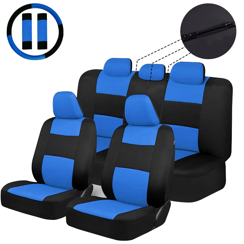 Universal Size Car Seat Covers Set With Steering Wheel Covers 2 Shoulder Protection Rear Seat Can Split Car Accessories Interior