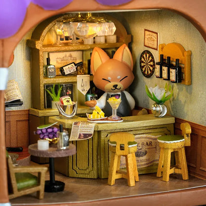 Hot Sale DIY Miniature Grape Wine Bar Dollhouse Kit with LED Light 3D Puzzle Mini House Gift for Friend Home Decor