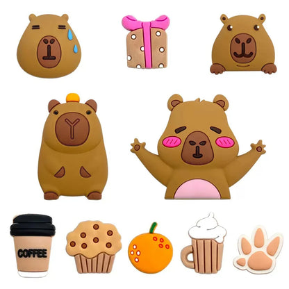 10-50pcs Cute Animals Capybara Shoe Charms PVC Shoes Accessories Decoration Buckle for Clog Sandals Wristband Kids Party Gift