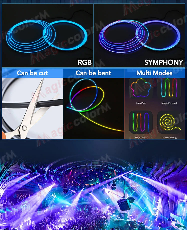 3Meters 4M Symphony Car Door Frame Ambient Lights Universal RGB LED Acrtlic Strips APP Bluetooth Remote Control USB Plug & Play