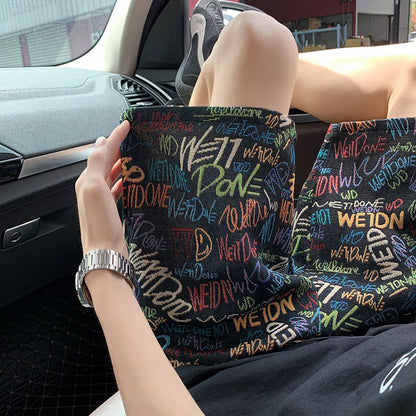 2026 Summer Baggy Letter Printed Graphic Shorts For Men Retro Casual Fashion Graffiti Short Pants Hawaiian Beach Y2K Bermudas