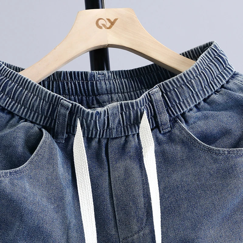Men's Cargo Shorts New Summer Fashion Thin Cotton Blend Casual Denim 5-Point Pants Street Trendy Daily Comfortable Jean Shorts