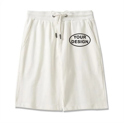 Summer New Men's Pure Cotton Shorts With Custom Printed Embroidery LOGO Outdoor Loose Drawstring Casual Shorts