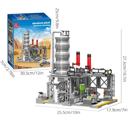 City Street View Building Blocks Natural Gas Storage Center Laboratory Transport Station 3 In 1 Assembly Model Bricks Adult Gift