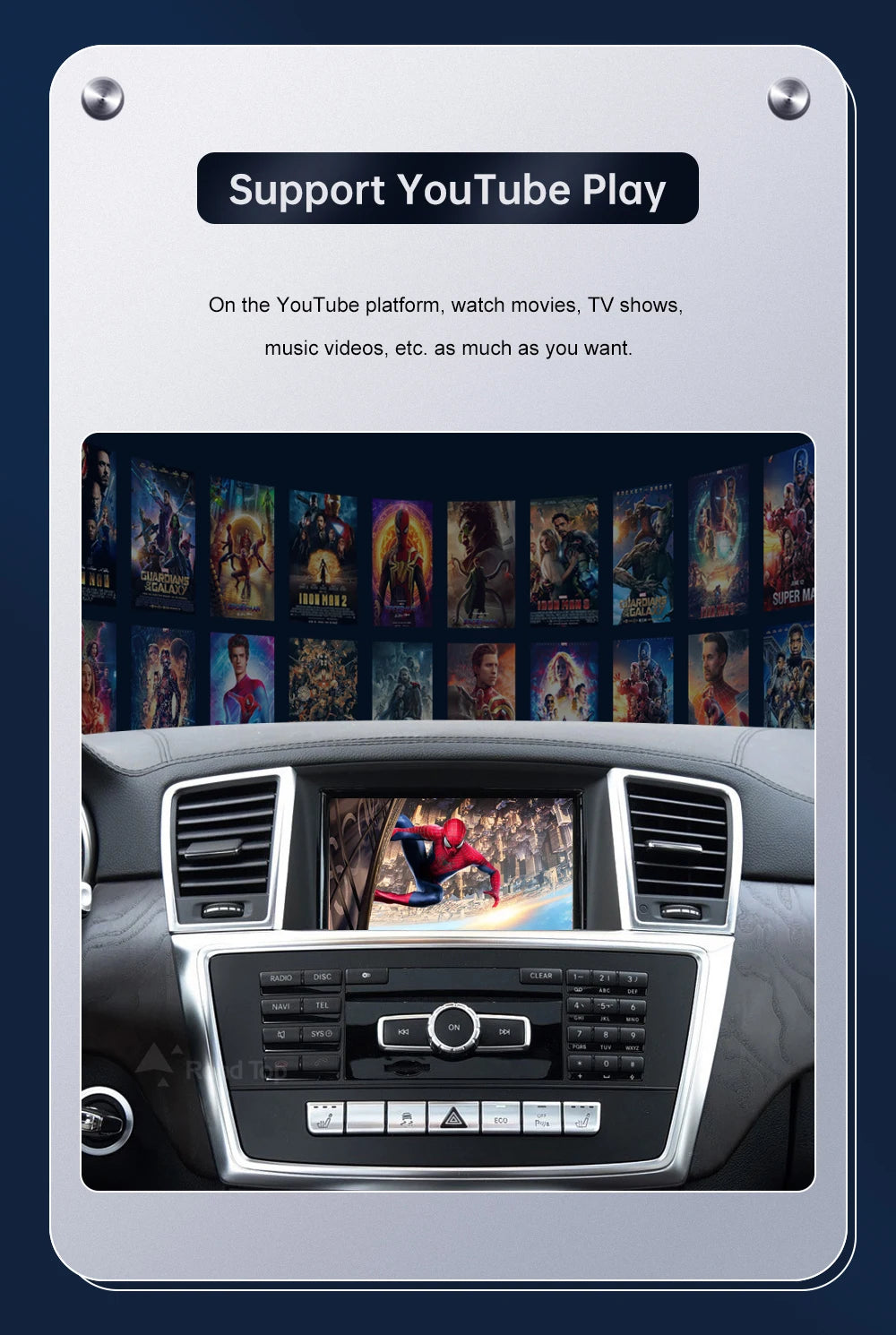 Road Top Wireless CarPlay Android Auto for Mercedes Benz ML GL W166 X166 2012-2015, with Mirror Link AirPlay Car Play Functions