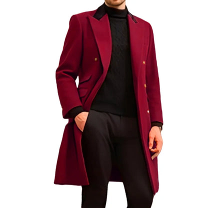 Coat Winter Men's Jackets Warm with Lining Men's Coat  X-Long Double Breasted Trench Multi-Pockets Male Clothing Eu Size M-XXL