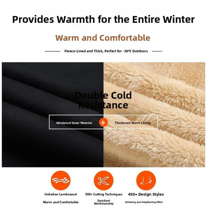 plus Size Fleece Lined Thickened Lamb Velvet Casual Slim Fit Pants Winter New Loose Warm Slimming Straight Leg Sweatpants