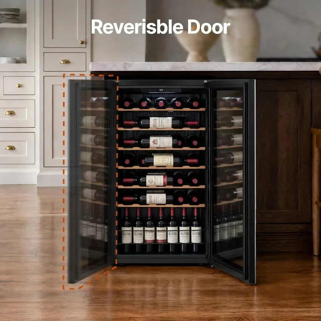 3.36 Cu.ft 34 Bottles Wine Refrigerator Freestanding Wine Cooler 36℉-75℉ Single Zone Wine Chiller Glass Door Wine Storage Cabinet For Home Bar Kitchen