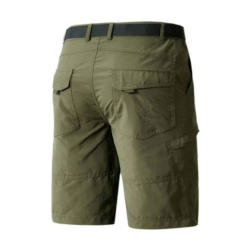 Men's Cargo Shorts Thin Loose Casual Workwear Man Summer Ice Silk Quick Dry Sporty Mid-Length Straight Leg Cotton Short Pants