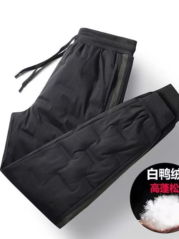 New Autumn and Winter Fashion Trend Thickened Warm Waterproof Down Pants For Men's Casual Loose Sports Plus Size Pants M-5XL