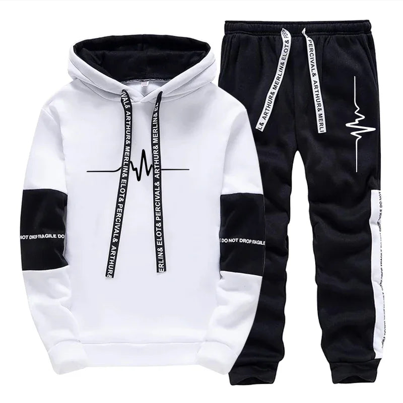 Men's Tracksuit Casual Quality Autumn Winter Sports Hooded Single Sweatshirts And Daily Sweatpant Comfort Outdoor Jogging Simple