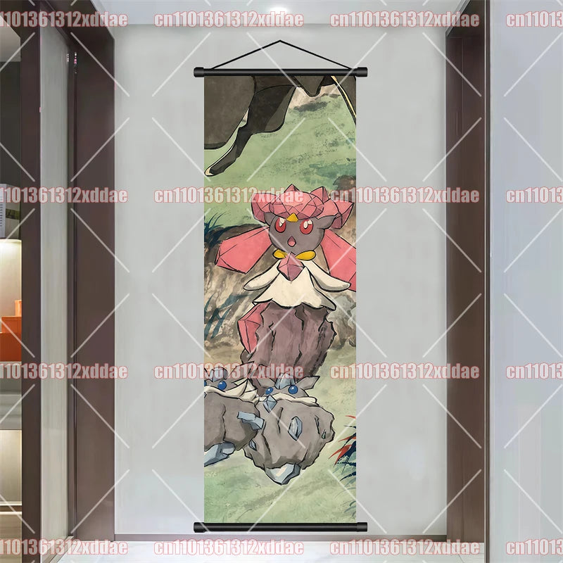 Pokémon Anime Poster Art Scroll Painting Rayquaza Pikachu Entei Squirtle Bulbasaur Gengar Snorlax Friends Children Holiday Gift