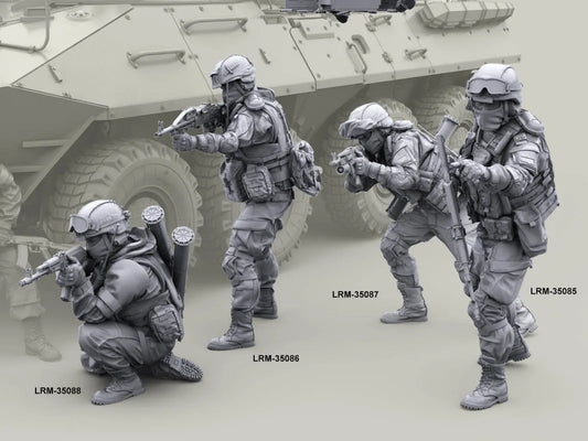 1/35 Die Cast Resin Figure Assembled Model Kit Modern Russian Army 4-Man Squad Military Miniature Toys Unassembled and Unpainted