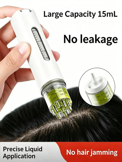 Scalp Applicator Travel Capacity Hair Growth Serum Guide Comb Roller Ball Applicator, Portable Scalp Applicator Comb, Adjustable Speed Hair Care Massage Comb, Scalp Massager Tool, Makes Scalp Smooth, Professional Hair Styling