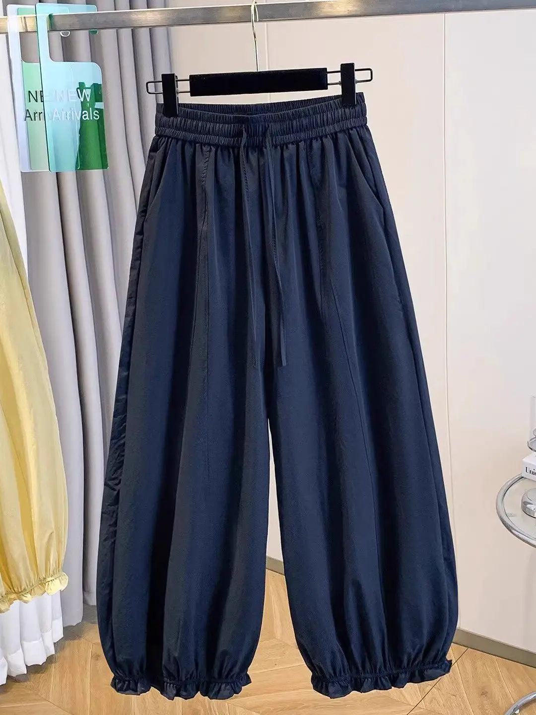 Casual Ice Silk Quick Dry Nine-Piece Flower Bud Pants Women Summer Thin Loose High Waist Draping Lantern Pants