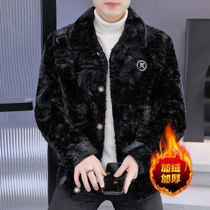 Winter Faux Fur Jacket for Men Fashion Thickened Warm Coats Casual Business Social Streetwear Leather Jacket Men Clothing
