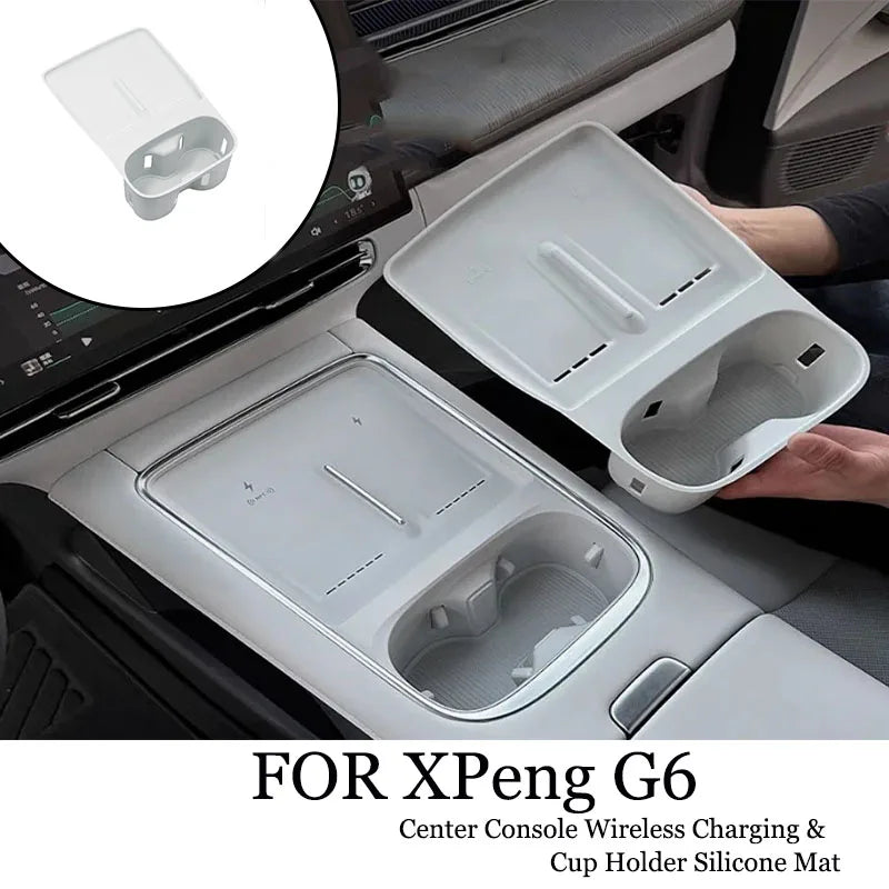 For Xpeng G6 2025 2026 Wireless Charging Pad Silicone Pad Cup Holder One Decoration Automobile Refit Accessory Set