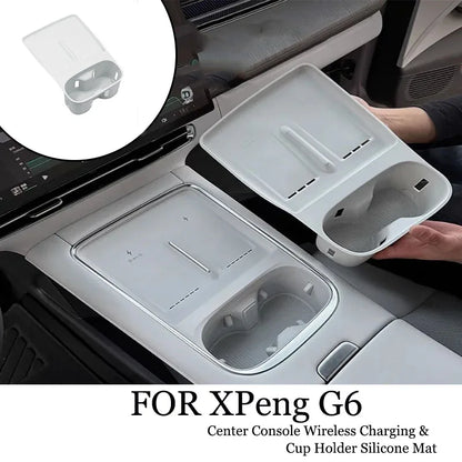 For Xpeng G6 2025 2026 Wireless Charging Pad Silicone Pad Cup Holder One Decoration Automobile Refit Accessory Set