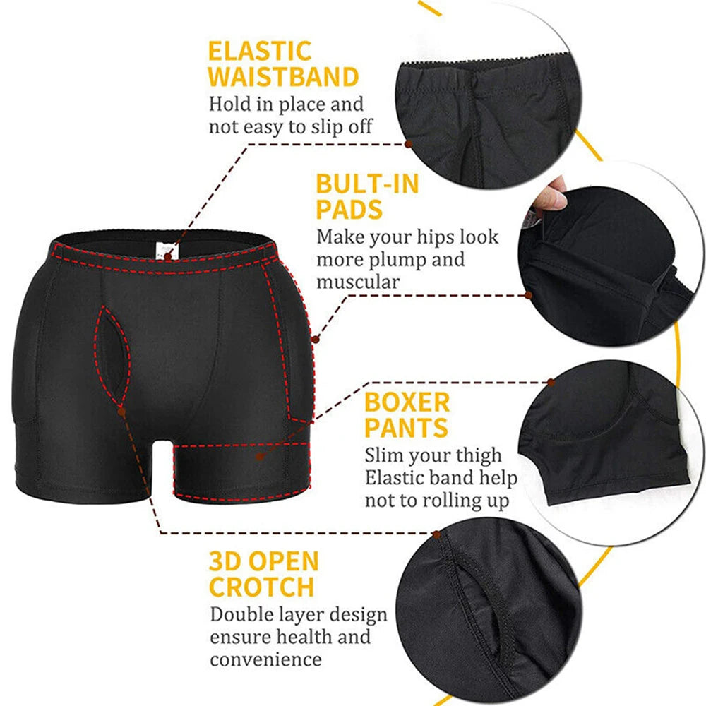 Men's Boxer Shorts Padded Breathable Butt Beautiful Thick Butt Sexy Fake Fleshy Hip Panties Boxer Panty Underwear Body Shaper